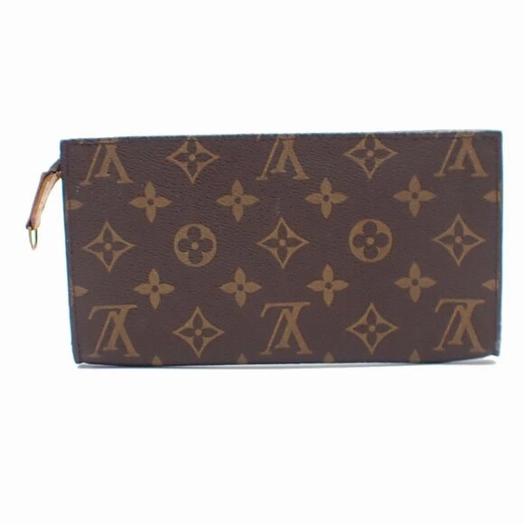LOUIS VUITTON LV Logo Bucket GM Pouch Bag Monogram Leather Brown Gold 05CA007 - Picture 3 of 16